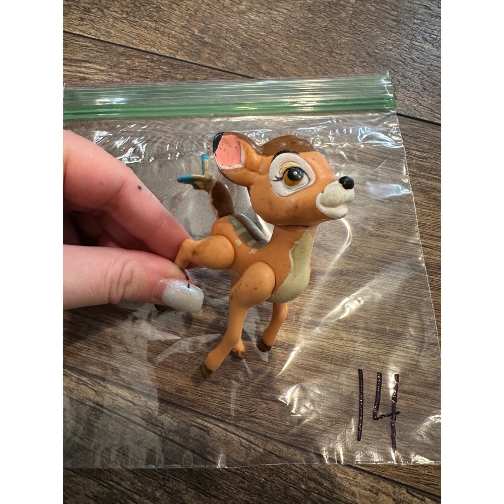 Disney Bambi Fawn Figurine Toy Animal Deer Butterfly moving‎ arms and legs.